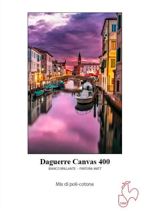Daguerre Canvas Poly cotton White Bright – 400 gsm (Senza Telaio)
